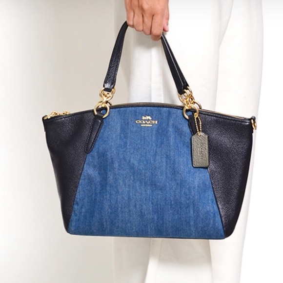 Rare Coach Denim Leather Satchel & Removable Crossbody Strap - Picture 4 of 17